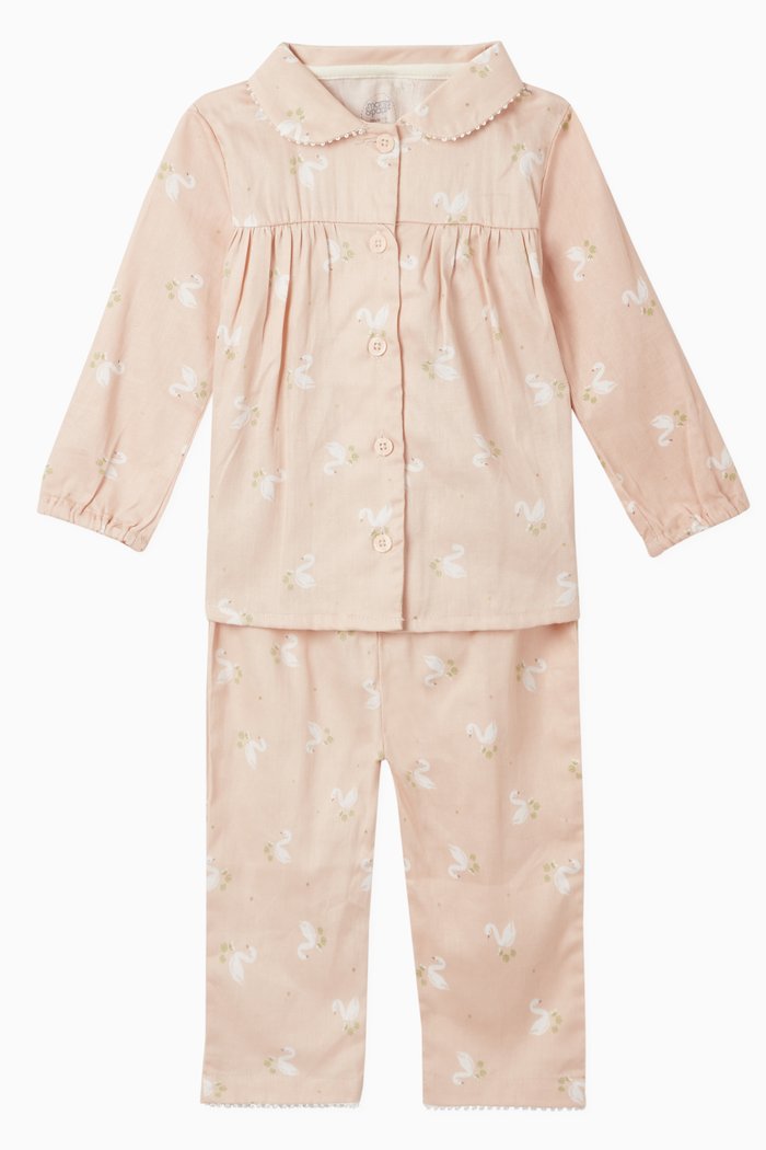 

Swan Cotton Pyjama Set, Pink