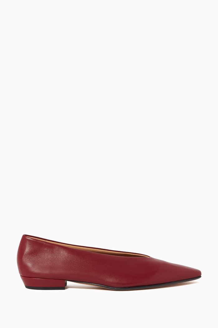 

Nappa Leather Ballerina Flats, Red