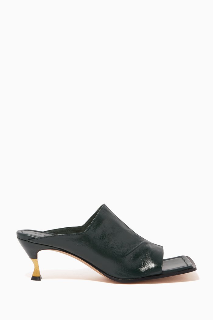 

Glossy Nappa Leather Mules, Green