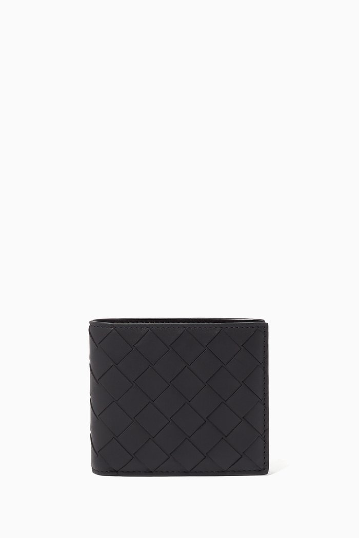 

Intrecciato Leather Coin Bi-Fold Wallet, Black