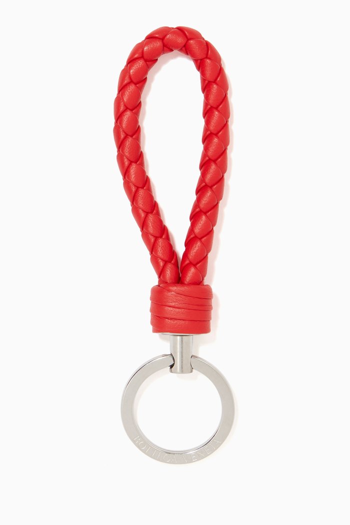 

Intrecciato Nappa Key Ring, Red