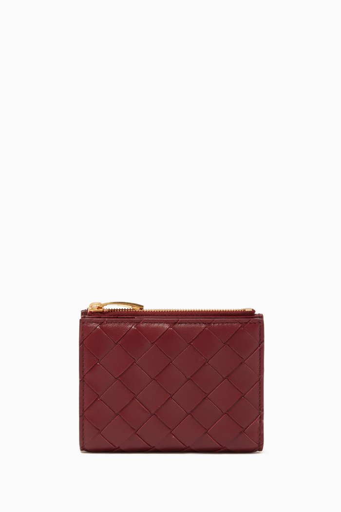 

Mini Intrecciato Leather Wallet, Burgundy