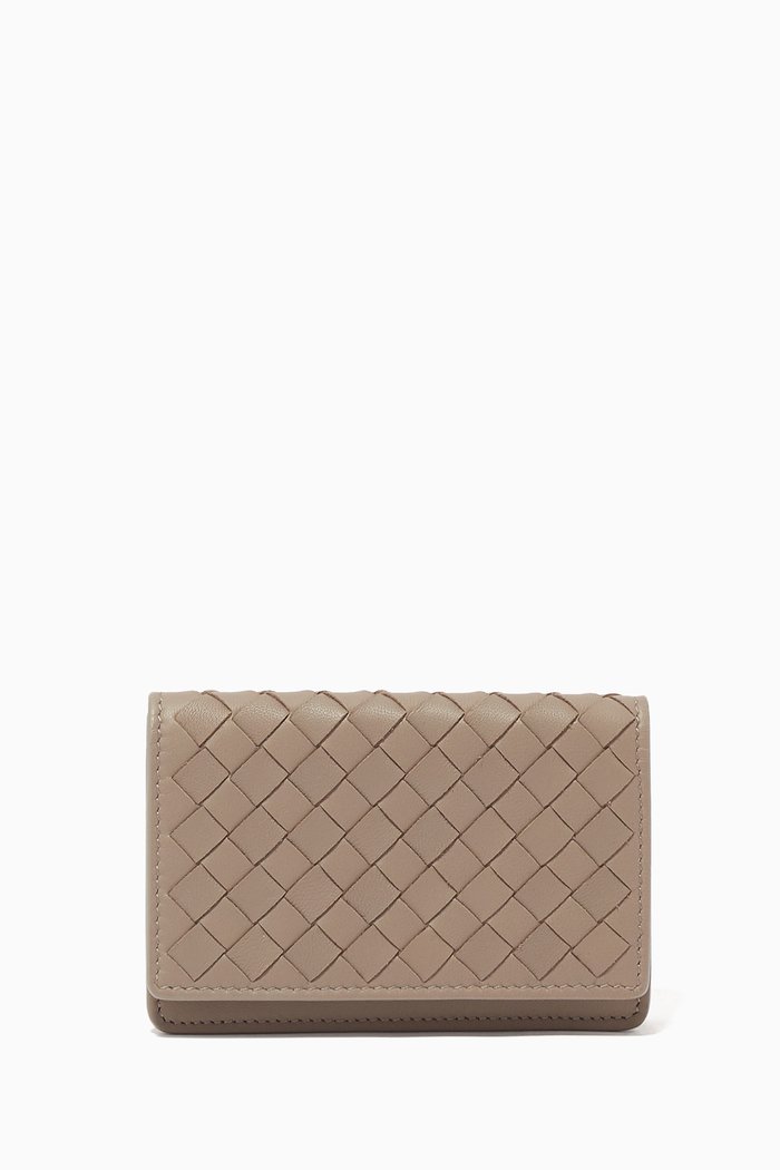 

Intrecciato Nappa Card Case, Grey