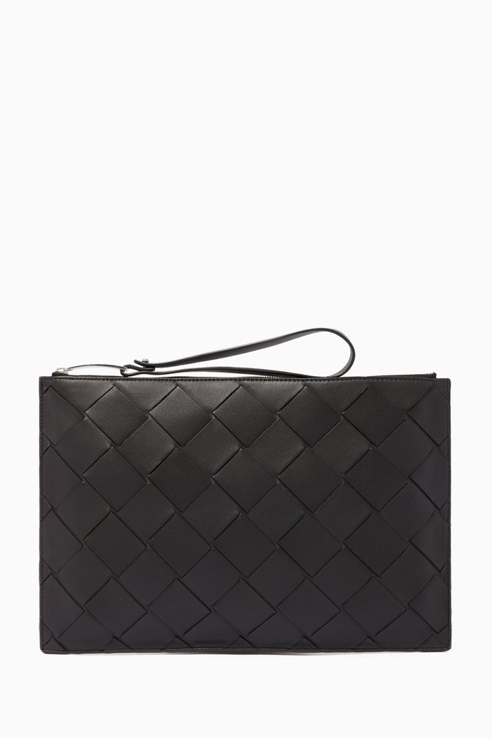 

Large Intrecciato Nappa Pouch, Black