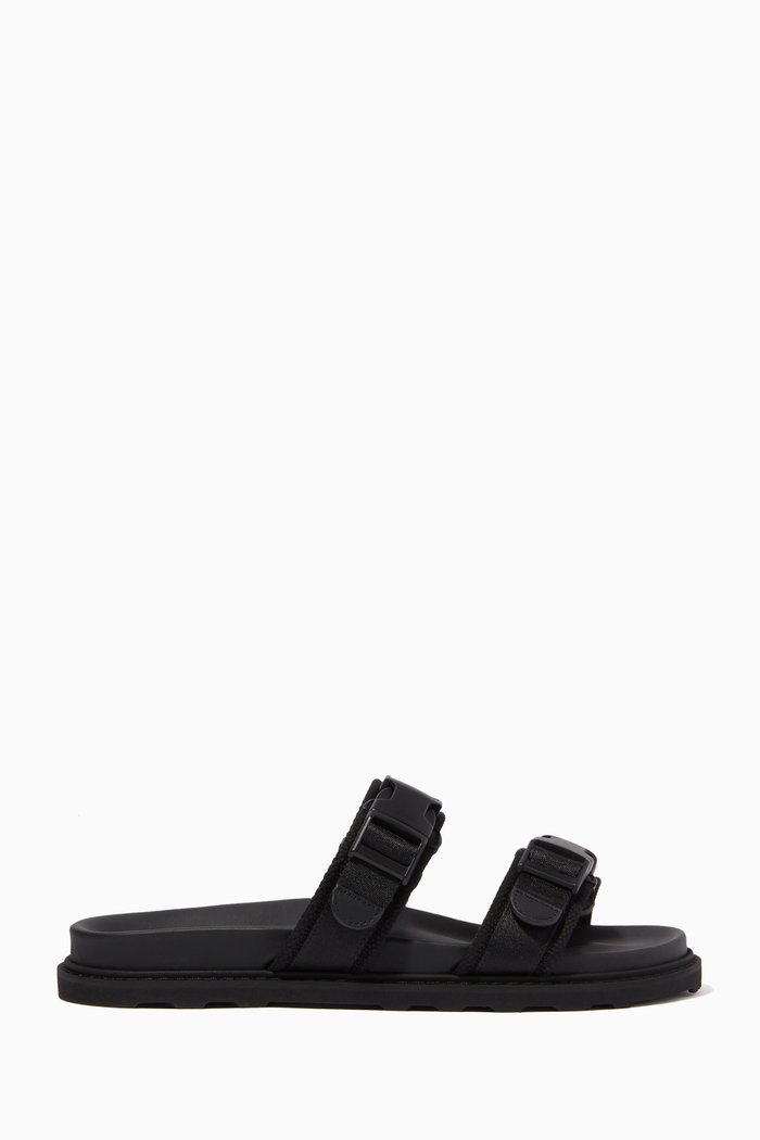 Fussbett Leather & Canvas Sandals, Black