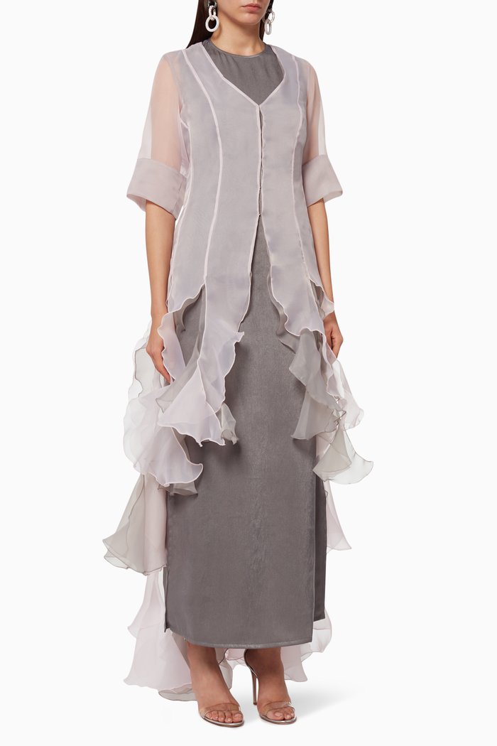 

Fringed Sheer Organza Jacket, Pink