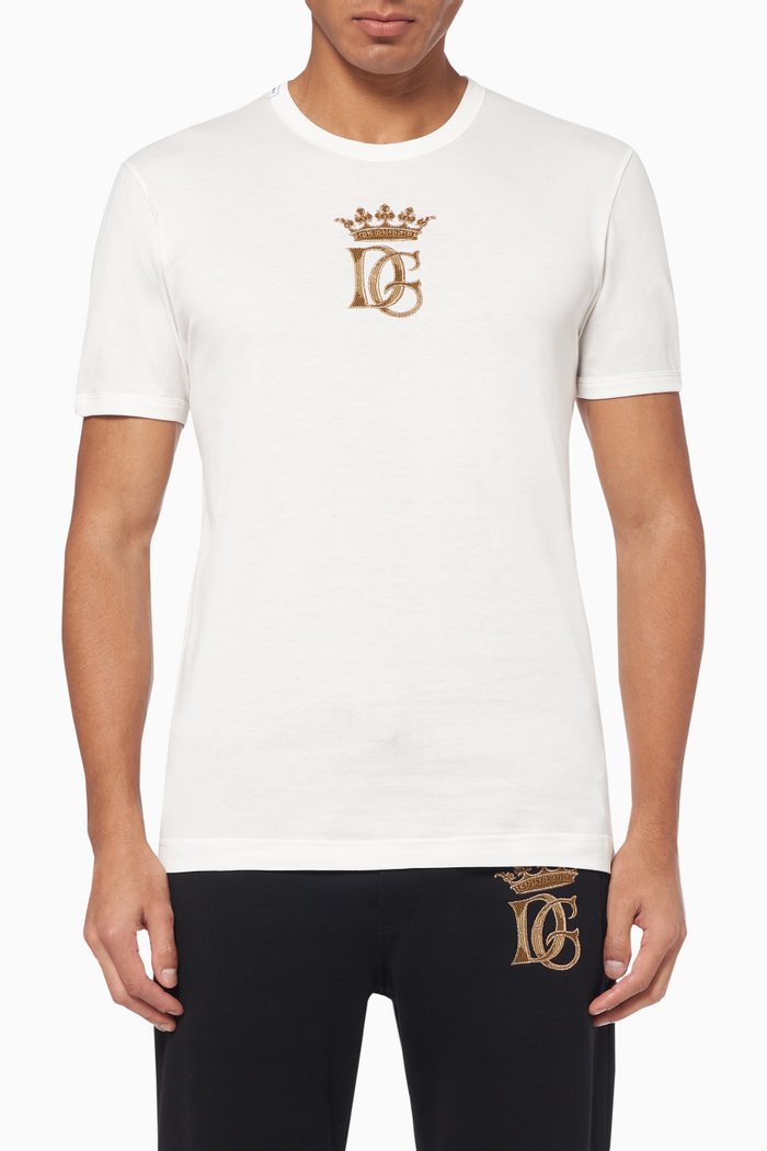 

Embroidered Logo Cotton T-Shirt, White