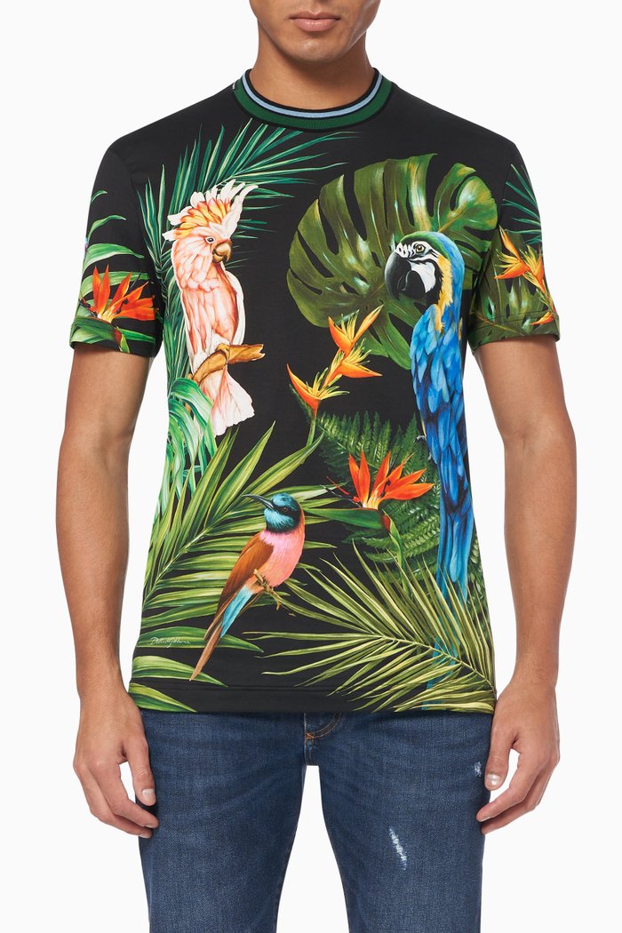 

Bird Print Cotton T-Shirt, Multicolour
