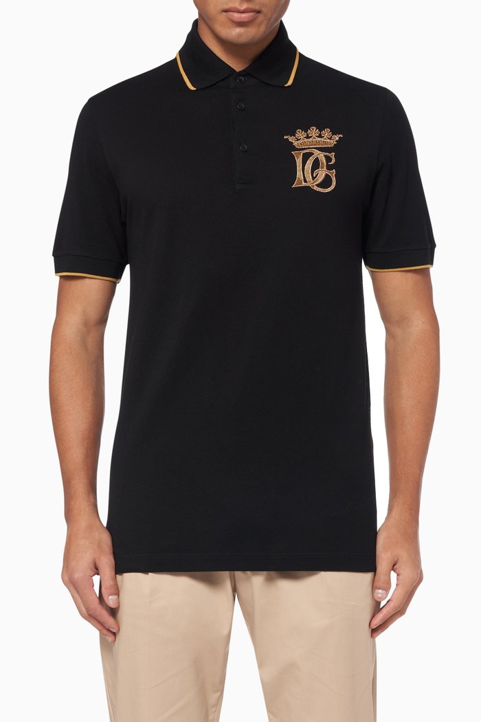 

Embroidered Logo Polo Shirt, Black