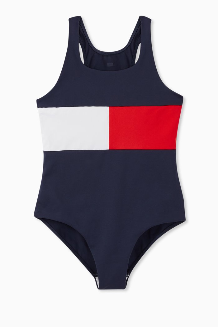 

Colour Blocked One Piece Swimsuit, Blue