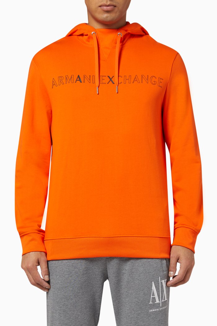 

Logo Lettering Cotton Hooded Sweatshirt, Orange