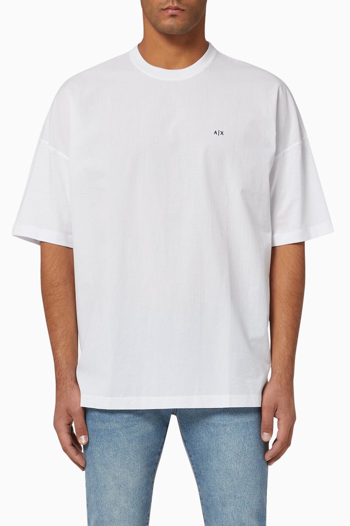 

Logo Stripe Cotton T-Shirt, White