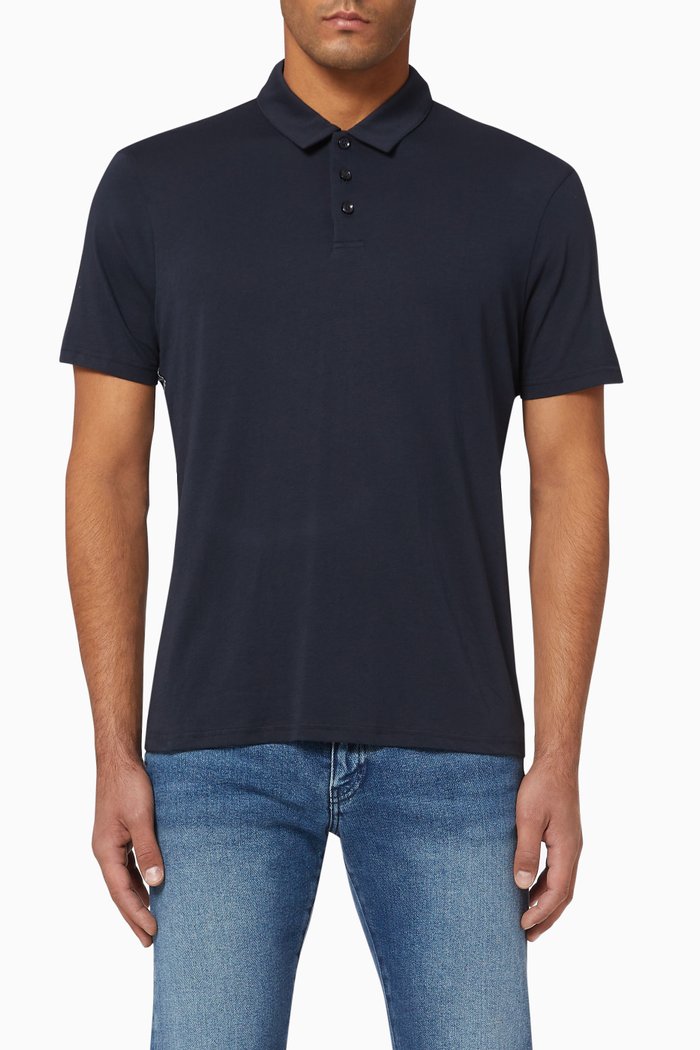 Logo Tape Cotton Polo, Blue