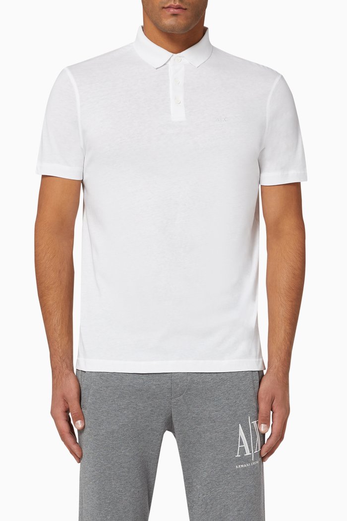Logo Organic Cotton Polo, White
