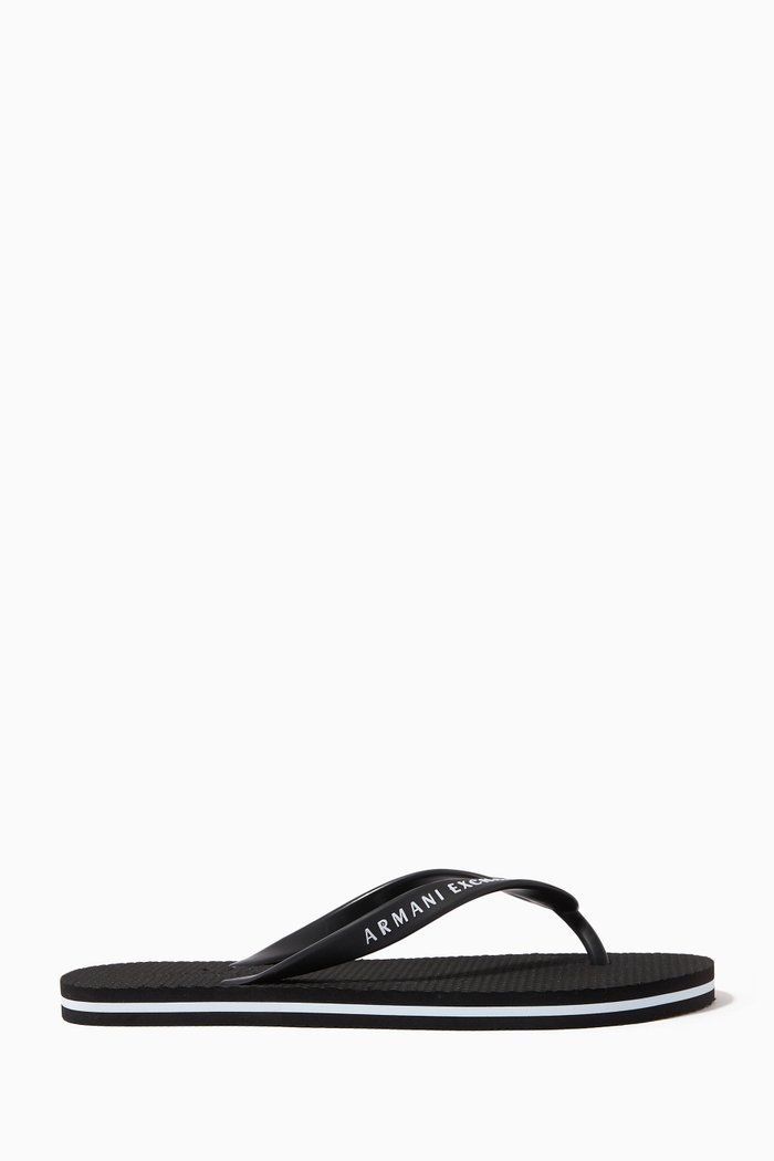 

Striped Sole Flip Flops, Black