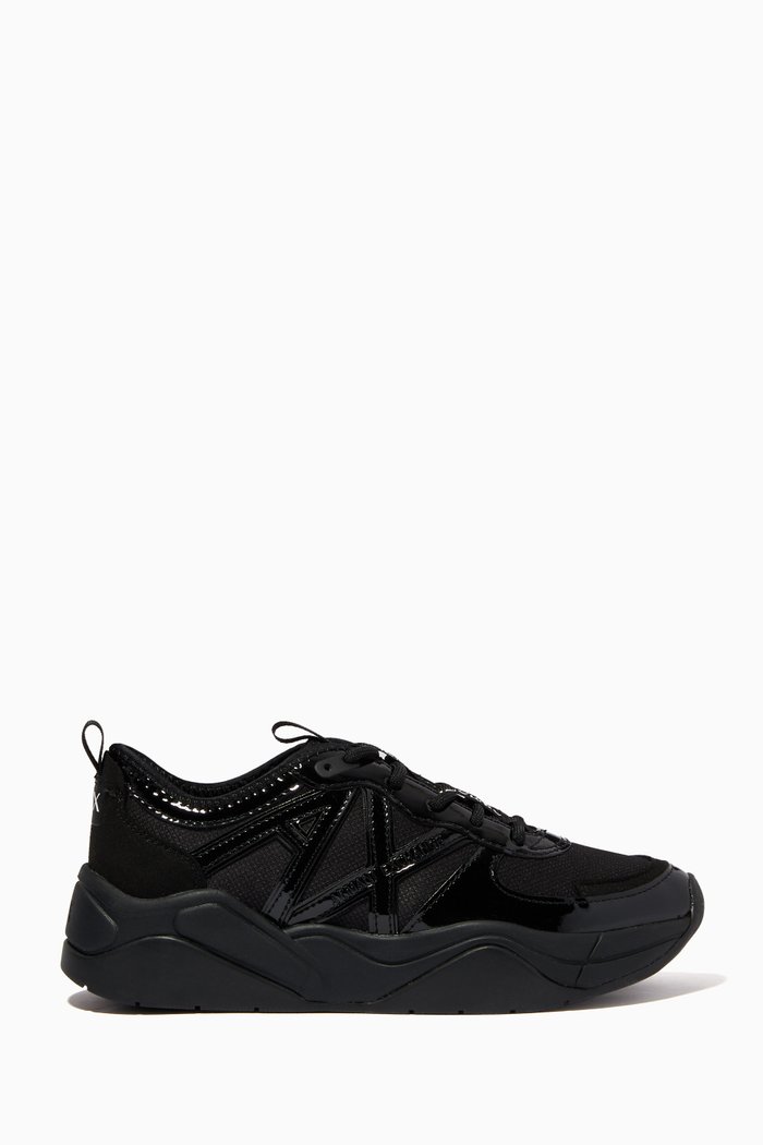 

AX Icon Sneakers in Saffiano Faux Leather, Black