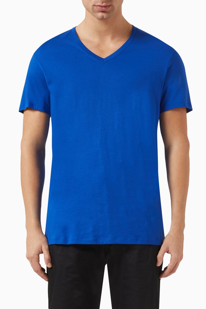 

Logo V-Neck T-Shirt in Cotton, Blue