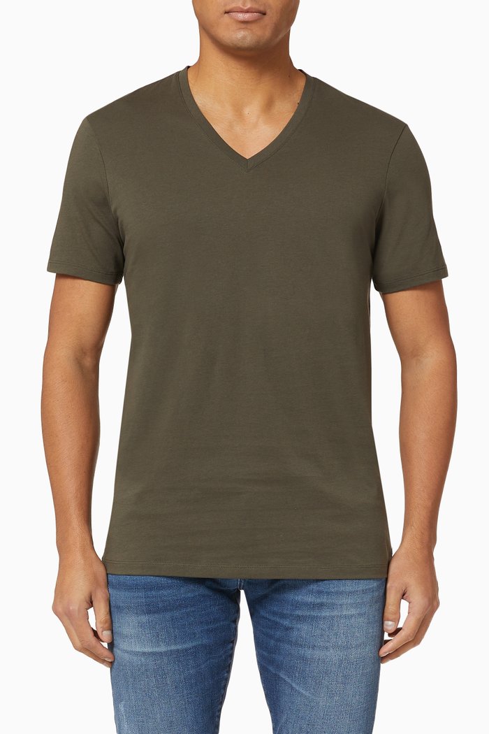 Pima Cotton V-neck T-shirt, Brown