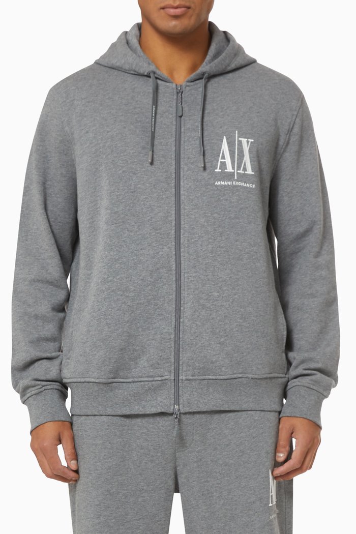 

Logo Hooded Sweatshirt in Cotton, Grey