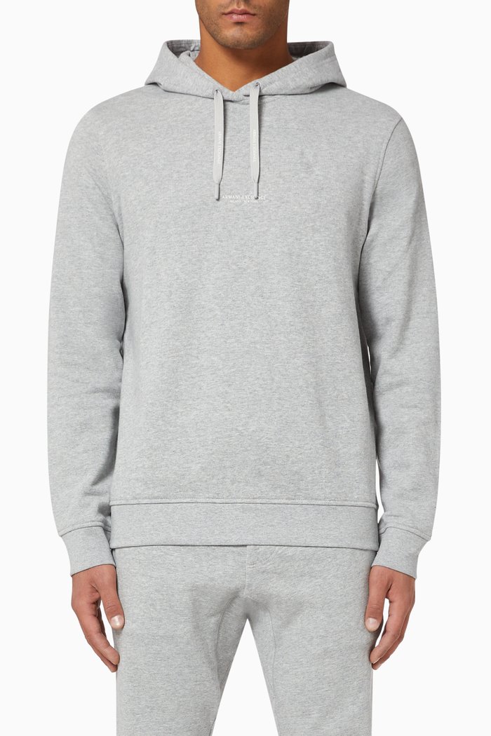 

Logo Stretch Cotton Hooded Sweatshirt, Grey