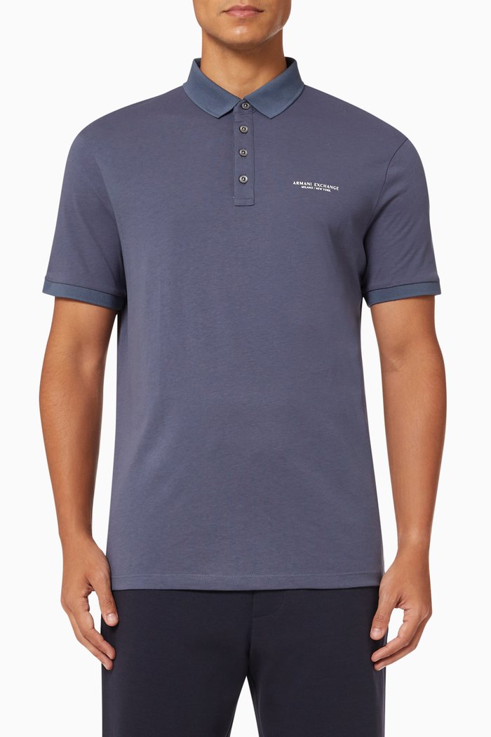 

Clean Logo Polo in Jersey, Blue