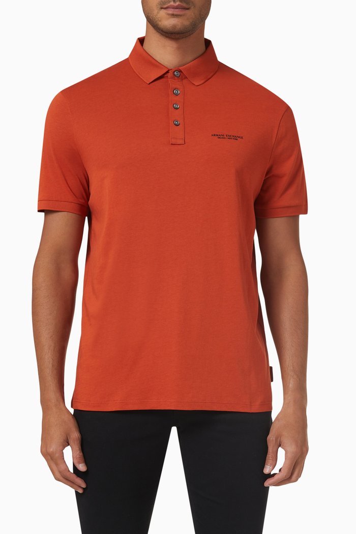

Logo Polo Shirt in Cotton, Orange
