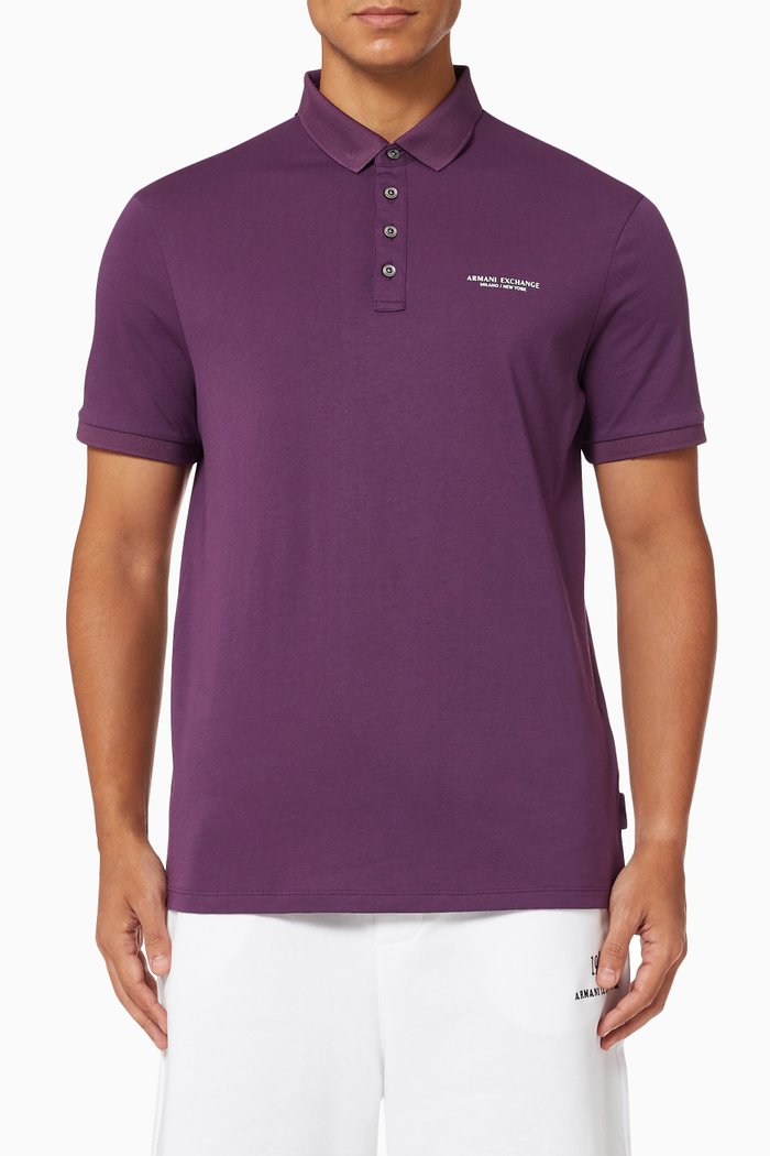 

Clean Logo Polo in Jersey, Purple