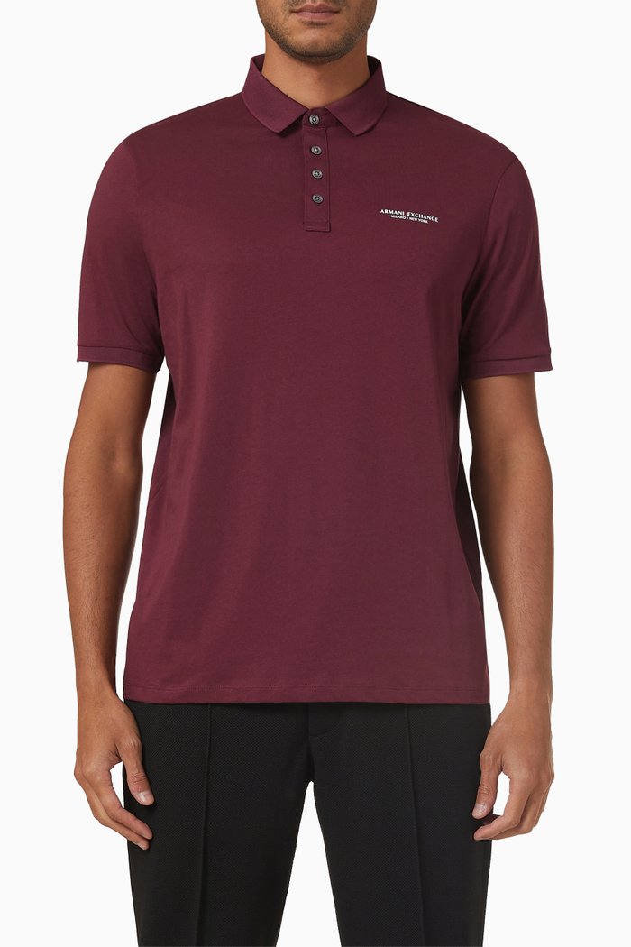 

Logo Polo Shirt in Cotton, Burgundy