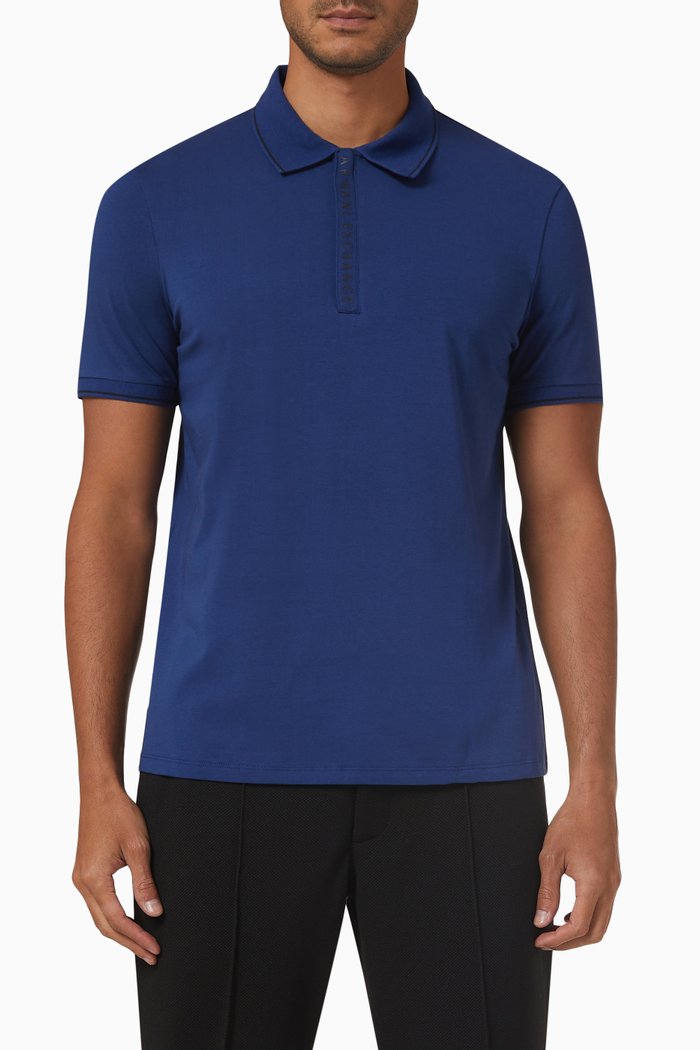 

AX Logo Polo Shirt in Cotton-blend, Blue