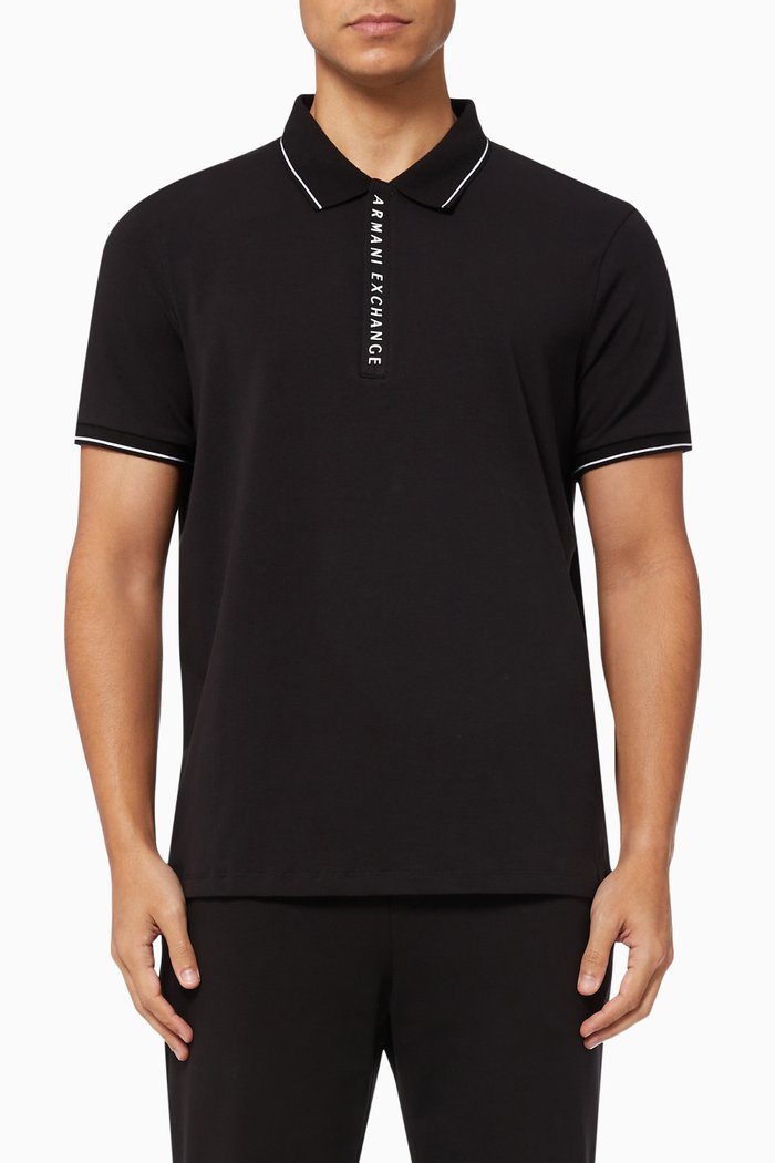 

Logo Polo Shirt in Cotton Piqué, Black