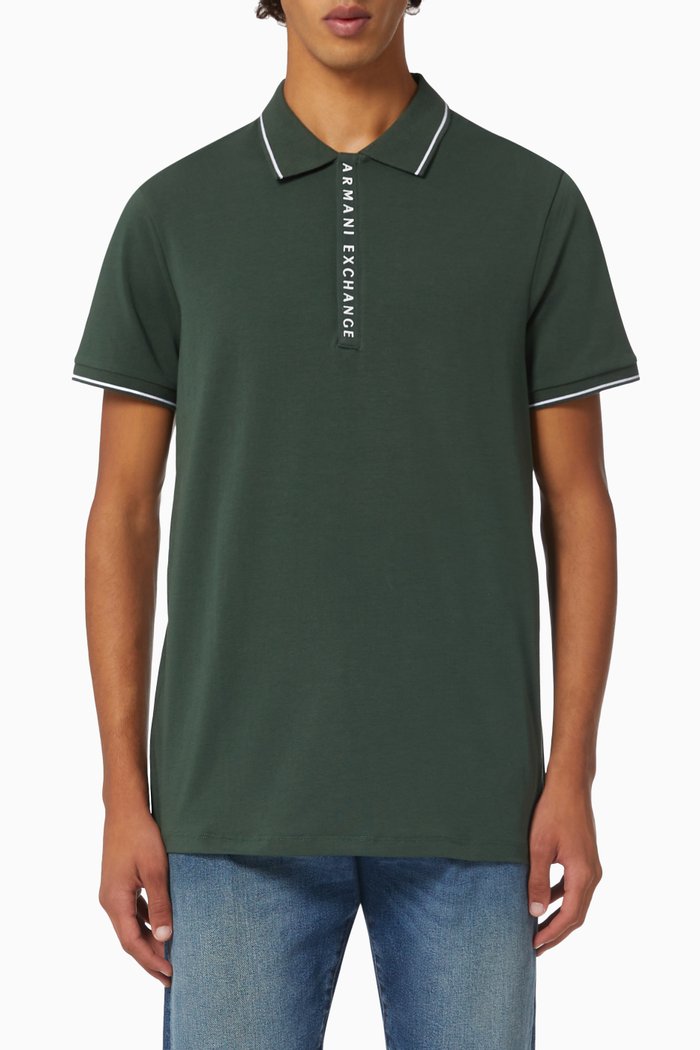 

Logo Polo Shirt in Cotton Piqué, Green