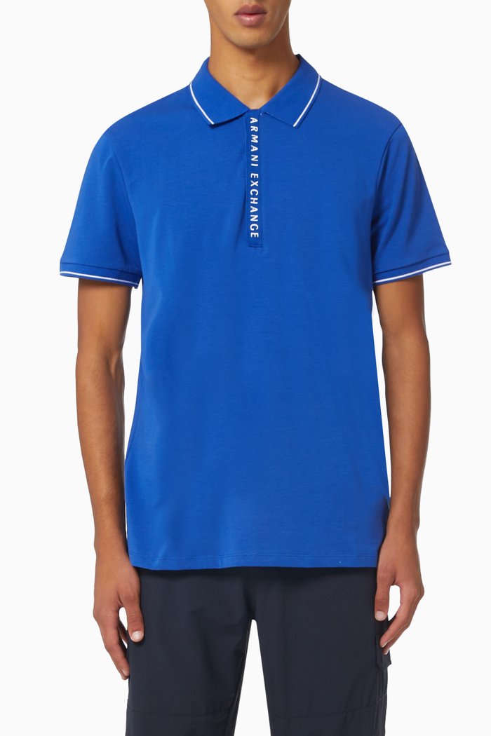 

Logo Polo Shirt in Cotton Piqué, Blue