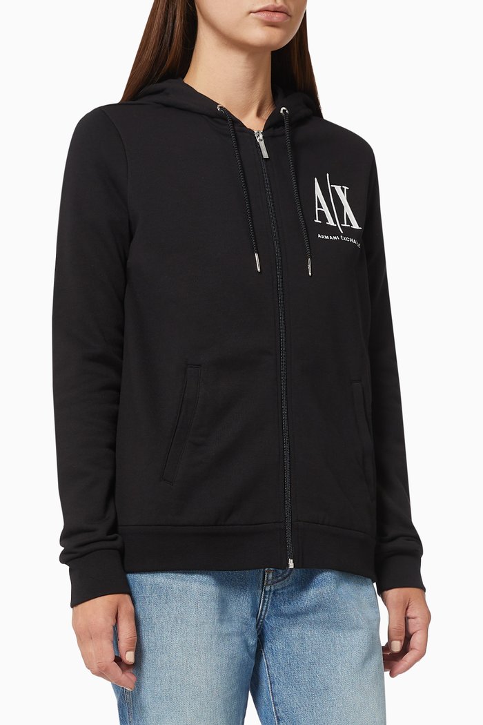 

Icon Logo Zip Hoodie in Cotton, Black