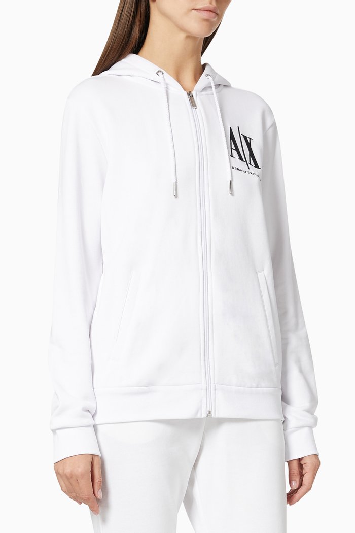 

Icon Logo Zip Hoodie in Cotton, White