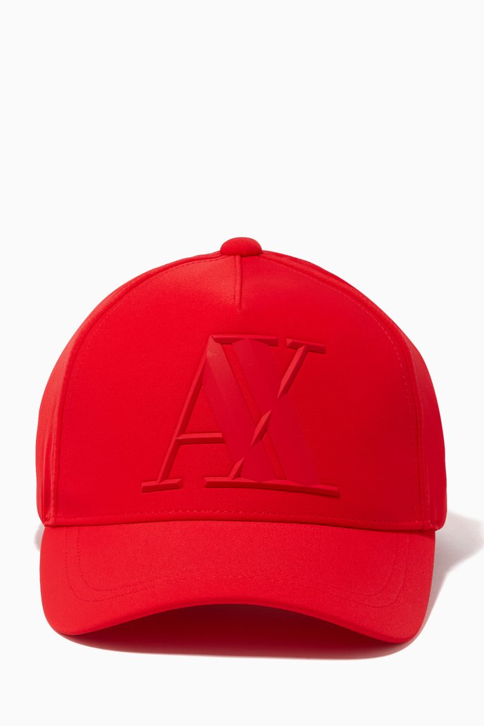 

Rubber AX Baseball Cap in Cotton, Red