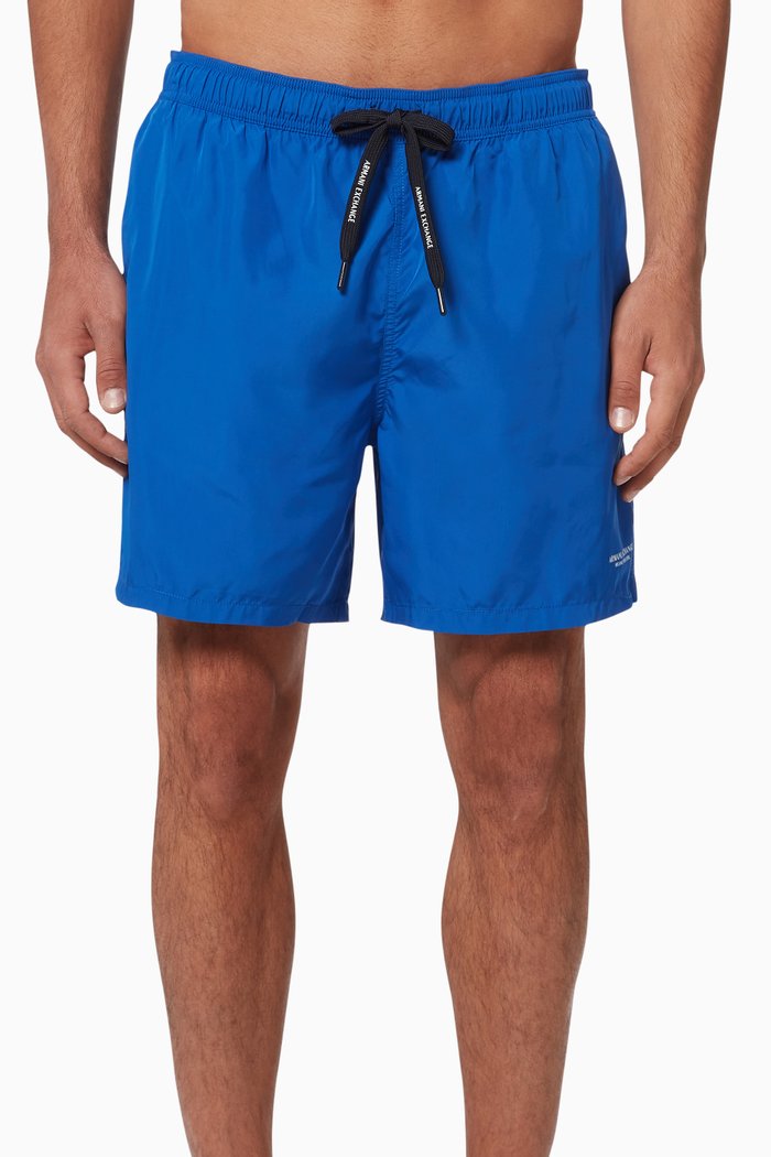

Boxer-Style Swim Trunks, Blue