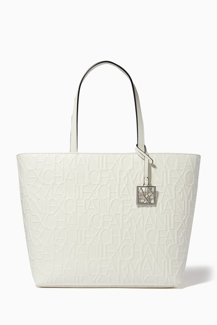 Logo Embossed Shopper, White
