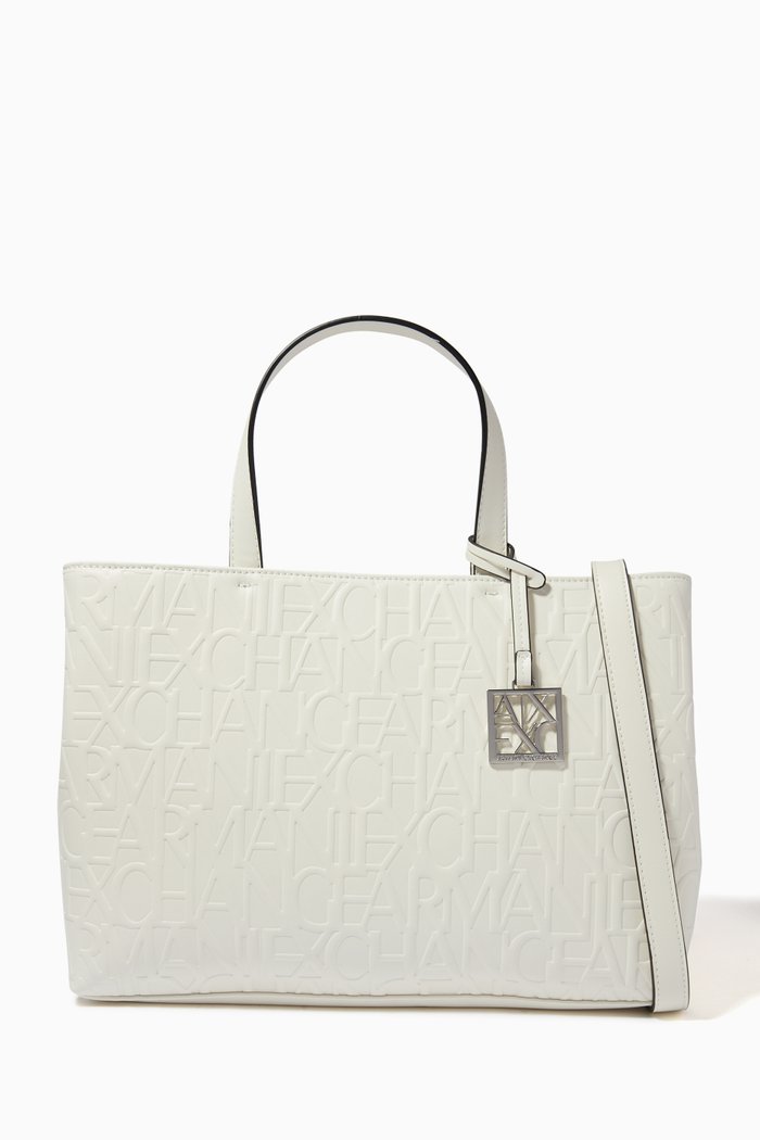 

AX Logo-embossed Tote Bag in Faux Leather, White