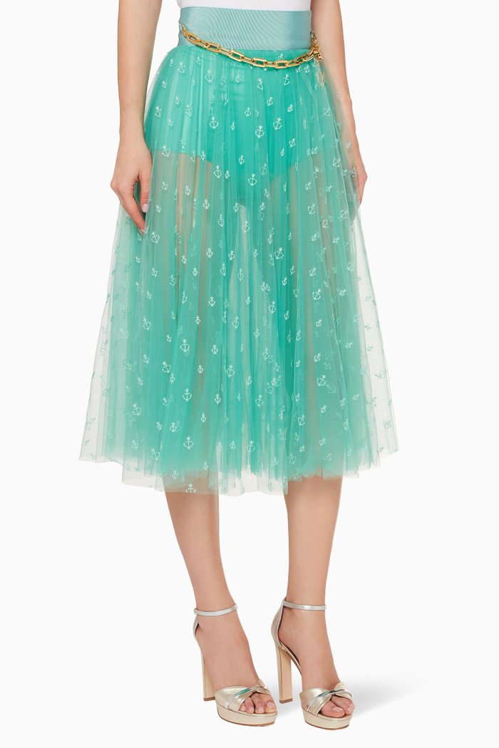 

Anchor Motif Tulle Skirt, Green