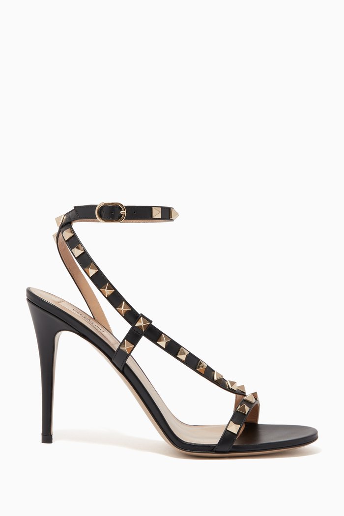 Valentino Garavani Rockstud Leather 100 Sandals, Black