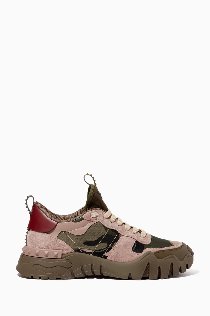 

Valentino Garavani Camouflage Rockrunner Sneakers, Green