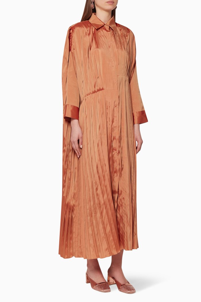 

Asymmetric Pleated Shirt Dress, Pink