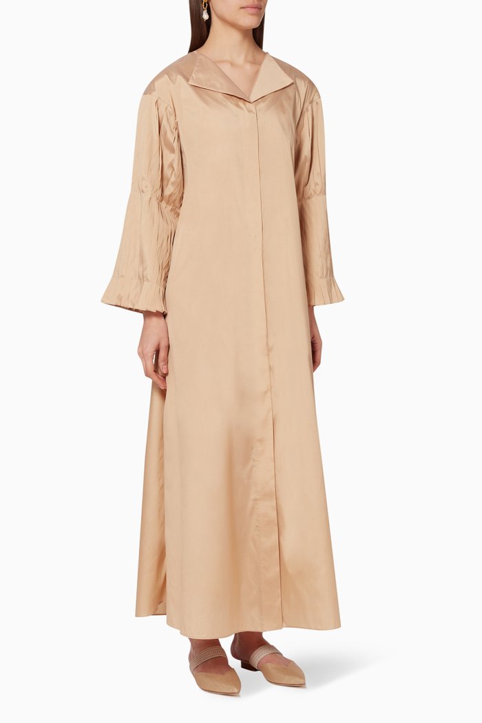 

Pleated Sleeve Shirt Dress, Neutral