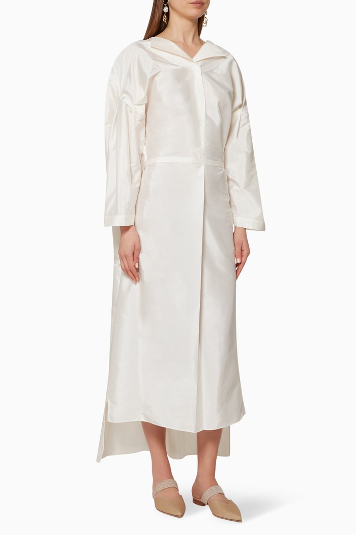 

Box Pleated Abaya, White