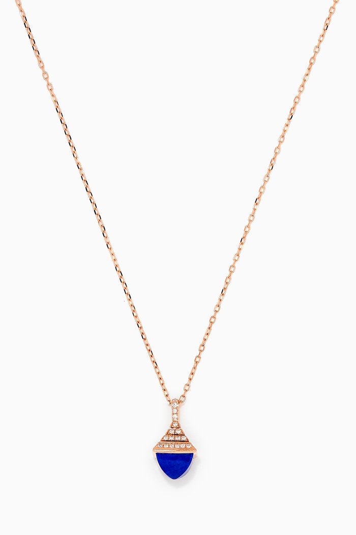

Cleo Rev Lapis Lazuli Diamond Mini Pendant Necklace in 18kt Rose Gold