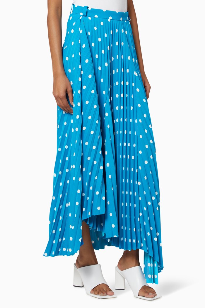

Dynasty Polka Dots Technical Crepe Pleated Skirt, Blue