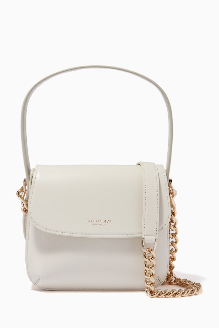 

La Prima Chain Crossbody Bag in Leather, White