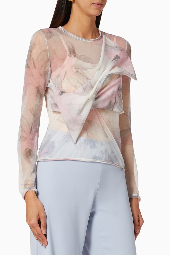 

Floral Bow Detail Top, Blue