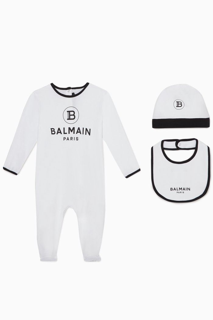 

Logo Jersey Sleepsuit, Set of 3, White