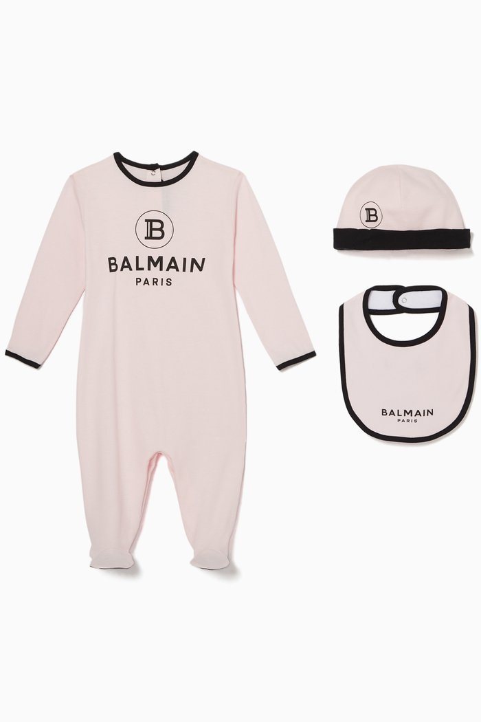 Logo Jersey Sleepsuit, Set of 3, Pink
